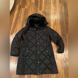 ZIP-FRONT HOODED HEAVY WEIGHT PUFFER JACKET WITH detachable hood